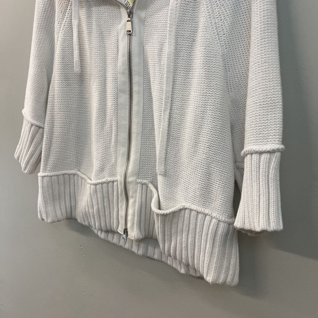 Eddie Bauer White Knit Short Sleeve Zip Up Sweater Extra Large