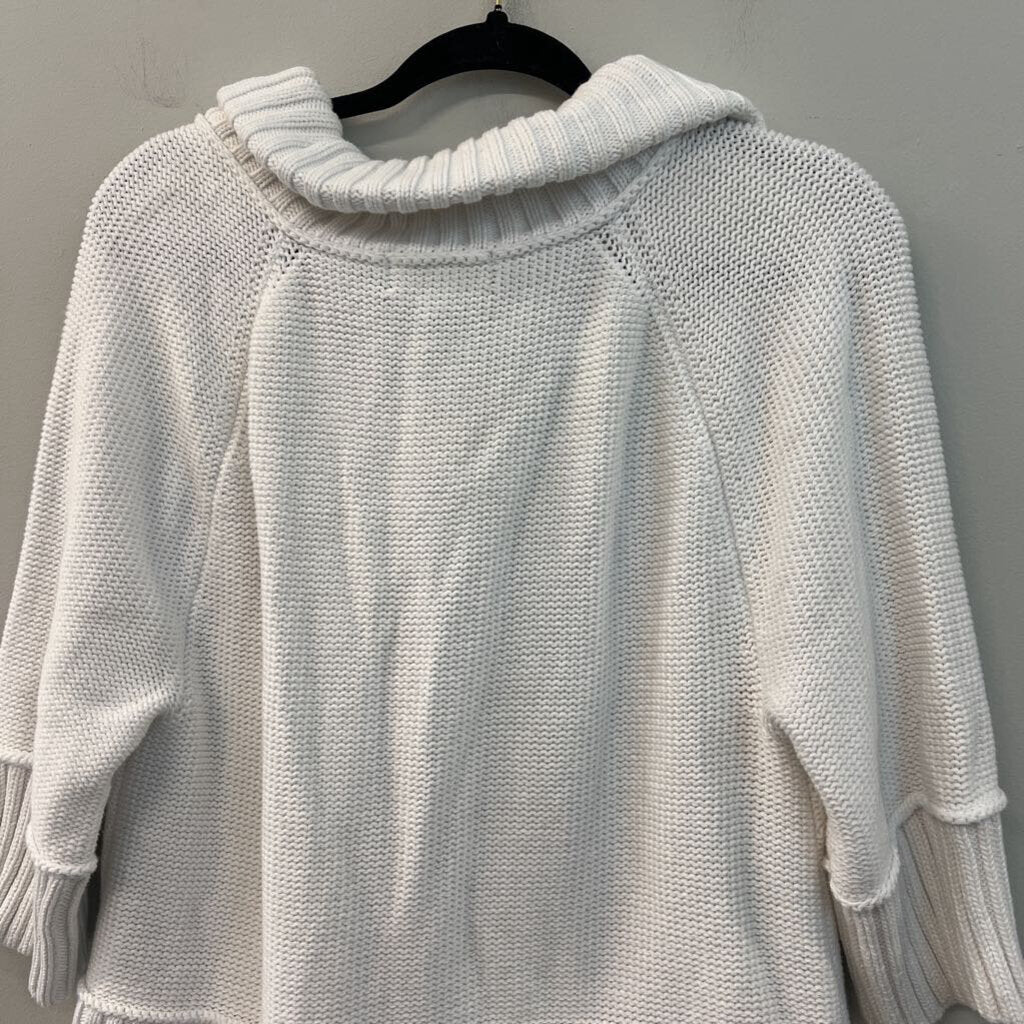Eddie Bauer White Knit Short Sleeve Zip Up Sweater Extra Large