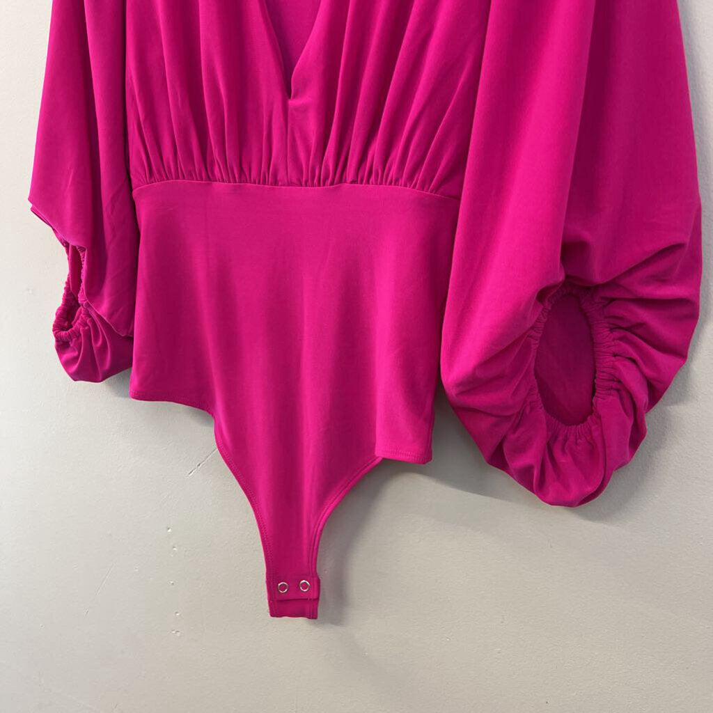 Express Hot Pink Puff Sleeve Bodysuit Extra Small