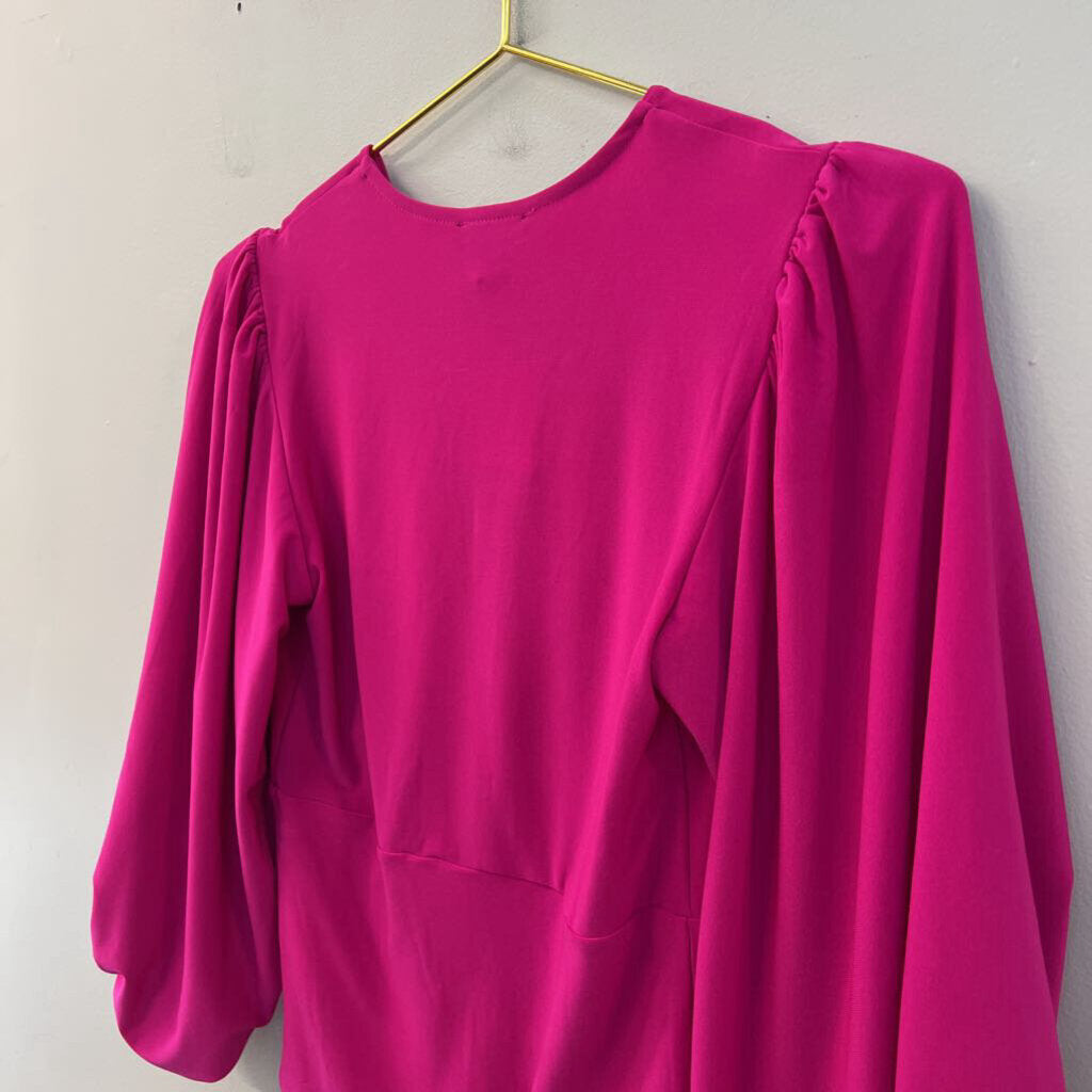 Express Hot Pink Puff Sleeve Bodysuit Extra Small