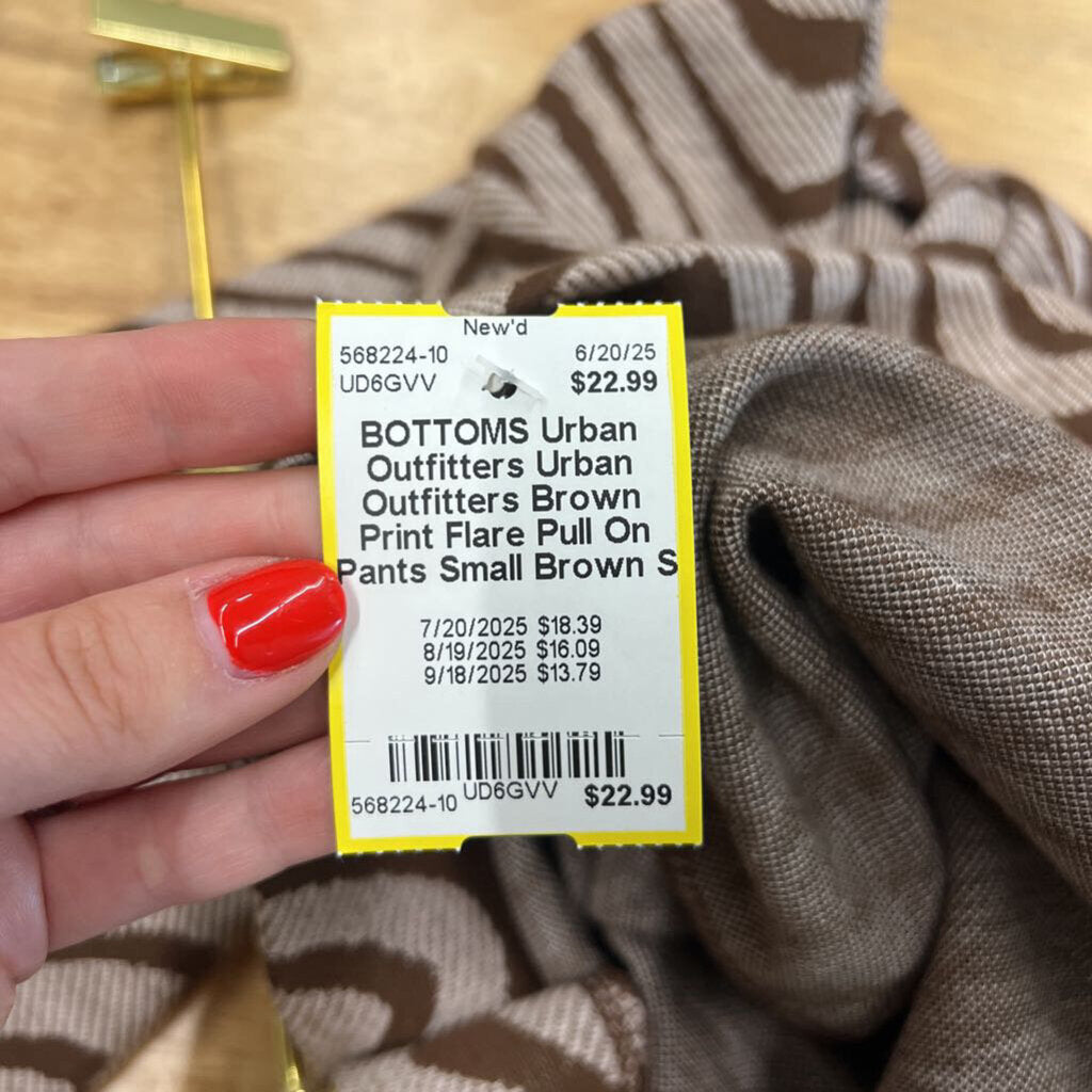 Urban Outfitters Brown Print Flare Pull On Pants Small