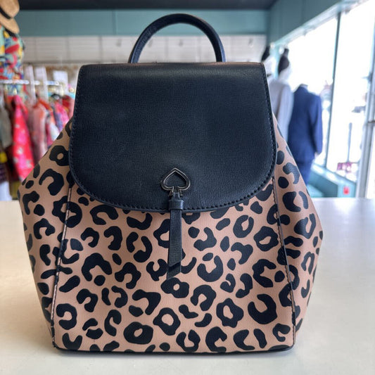 Kate Spade Adel Leopard Leather Flap Backpack