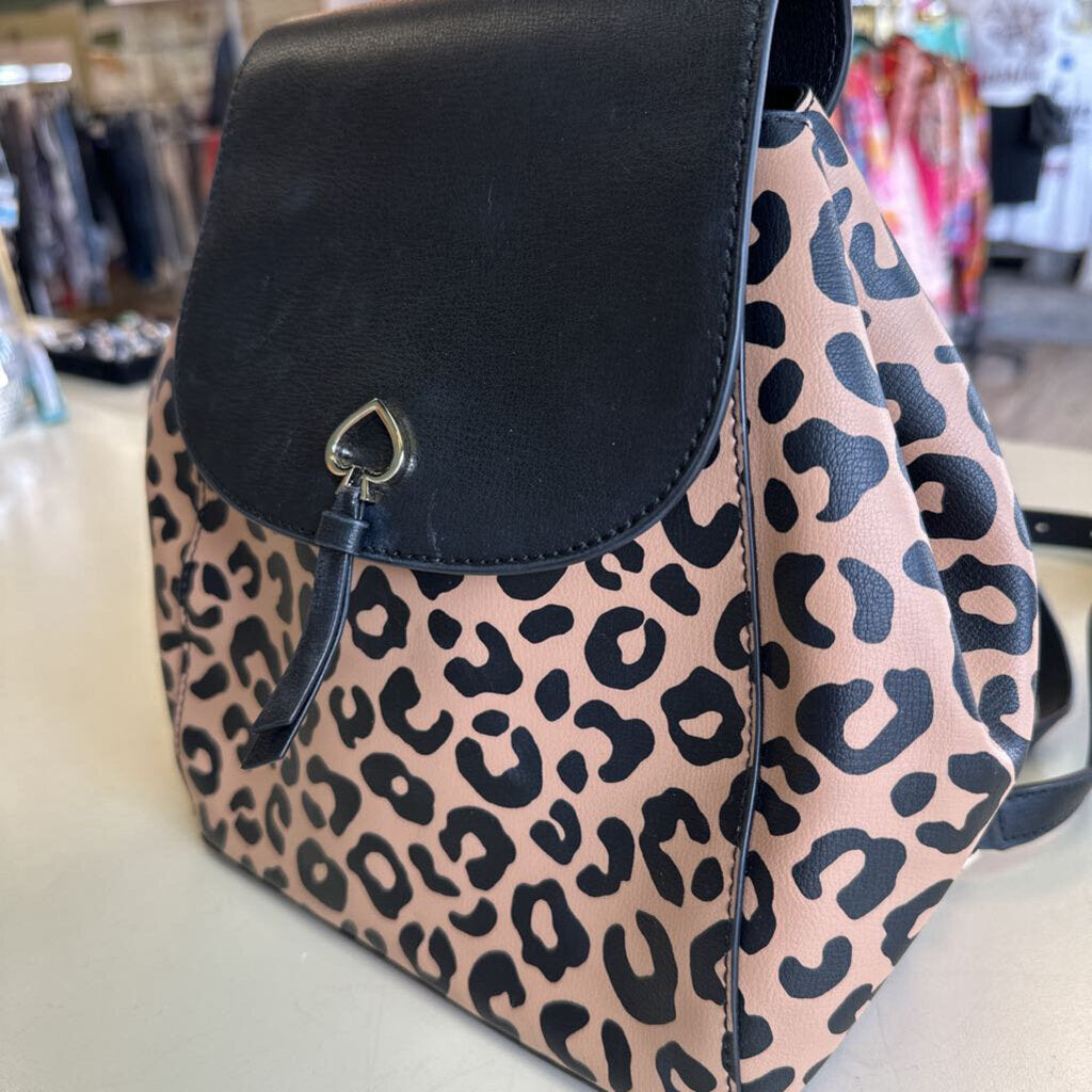 Kate Spade Adel Leopard Leather Flap Backpack