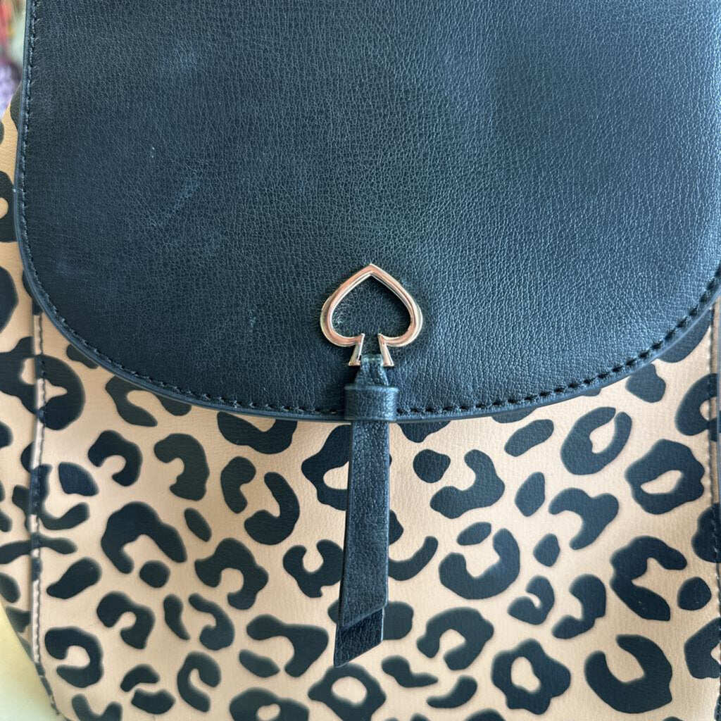 Kate Spade Adel Leopard Leather Flap Backpack