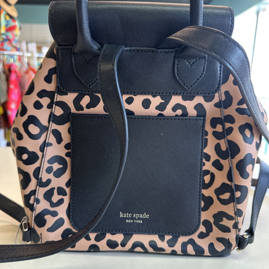Kate Spade Adel Leopard Leather Flap Backpack