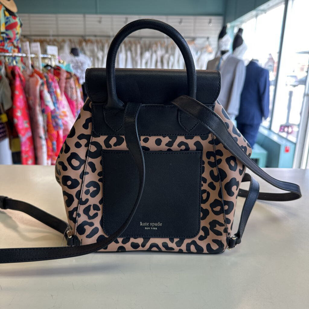 Kate Spade Adel Leopard Leather Flap Backpack