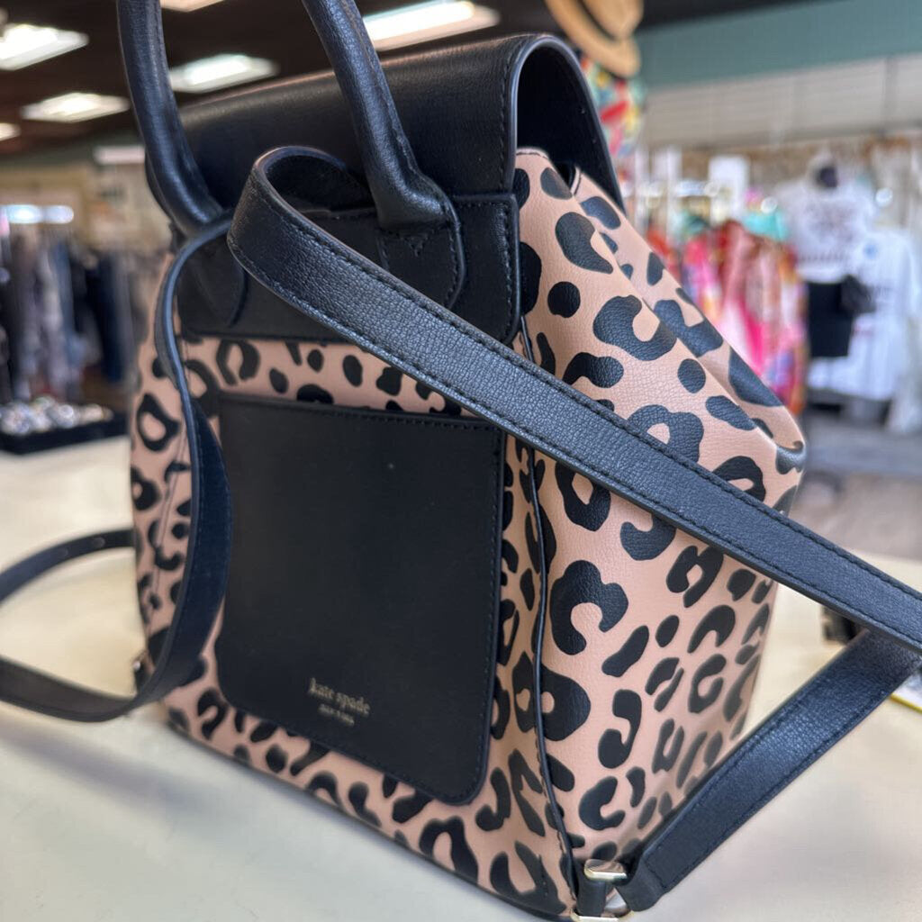 Kate Spade Adel Leopard Leather Flap Backpack