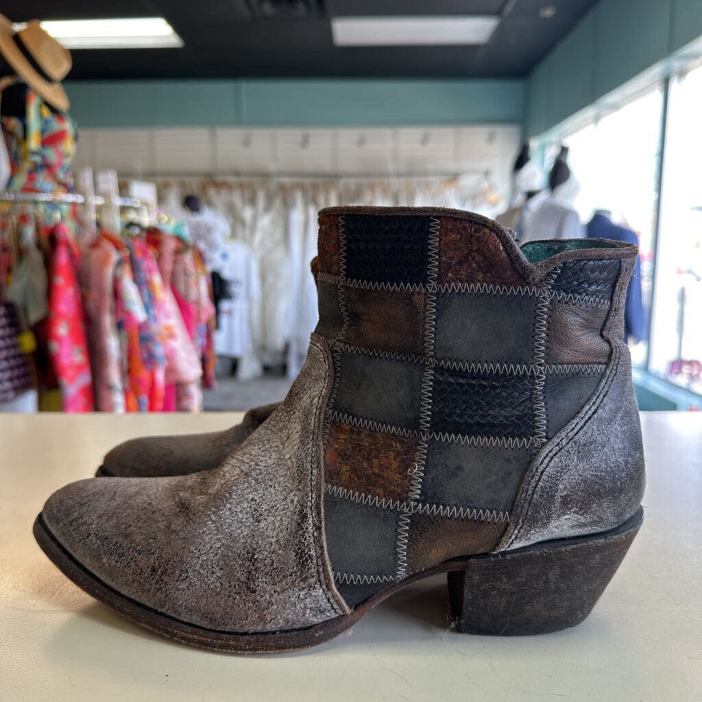 Corral Boots Cognac Patchwork Low Cowgirl Boots 10