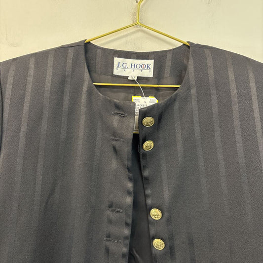 Vintage J.G. Hook Suits Black Striped Gold Button Jacket 10