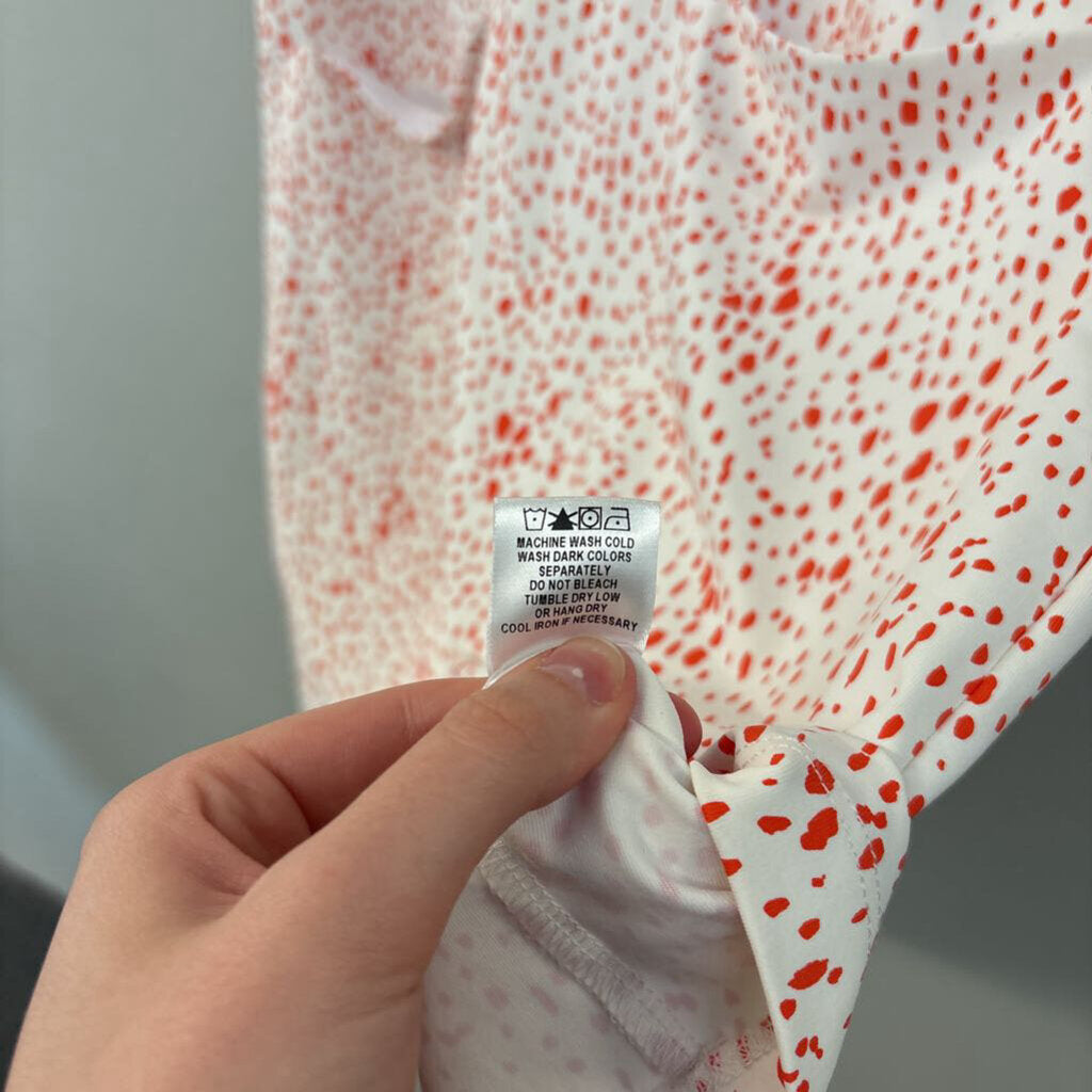 Persifor White/ Red Print Short Sleeve Dress Medium