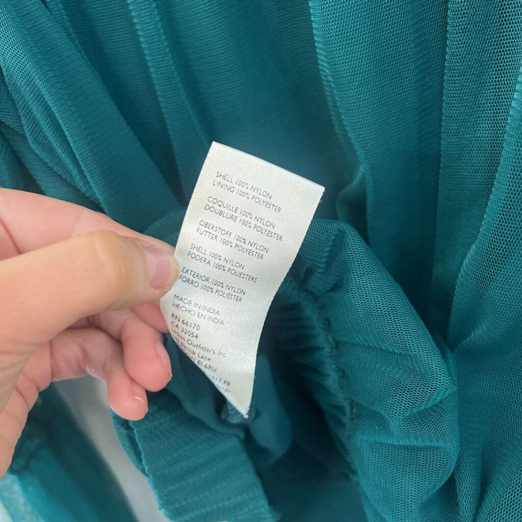 Anthropologie Green Tulle Long Sleeve Top Large