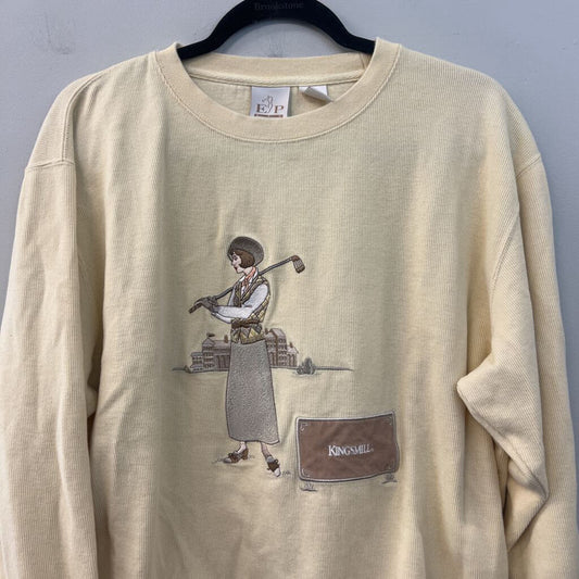 EP Pro Yellow Embroidered Golf Long Sleeve Pullover Large