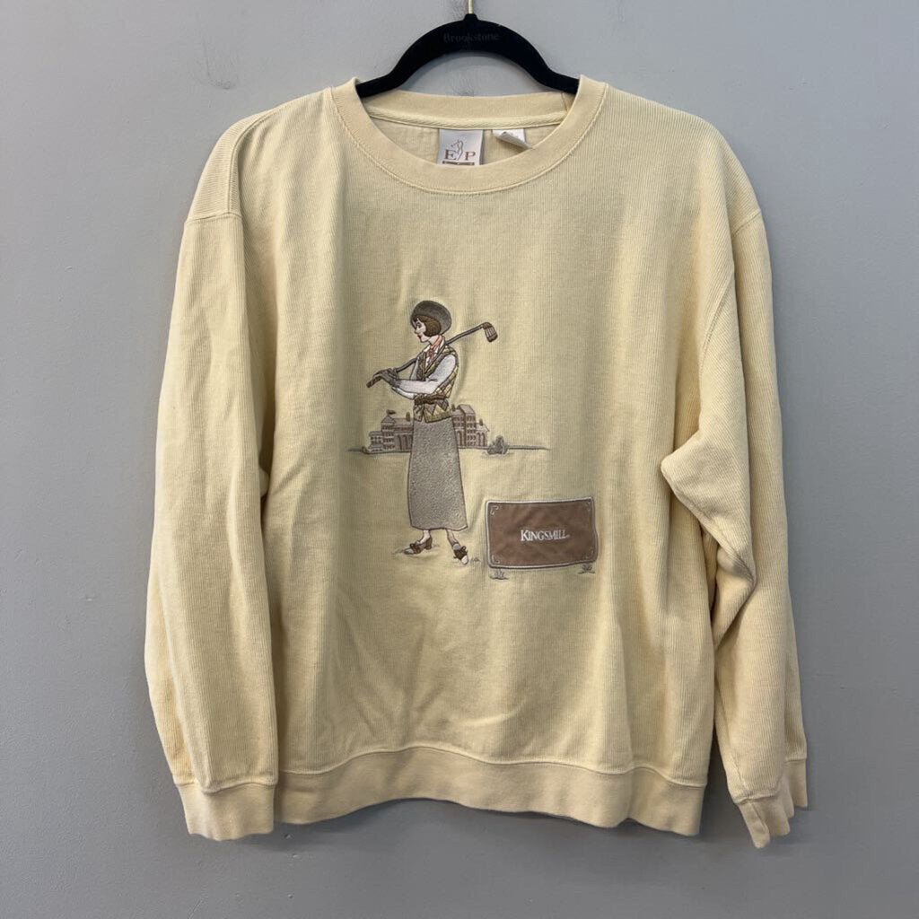 EP Pro Yellow Embroidered Golf Long Sleeve Pullover Large