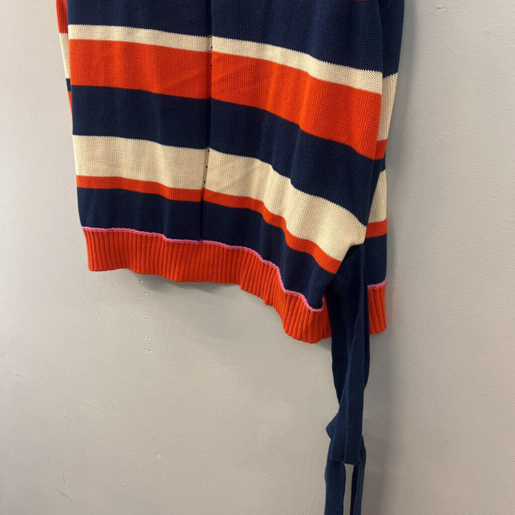 Oilily Orange/ Multi Knit Striped Open Front Vest Top Large