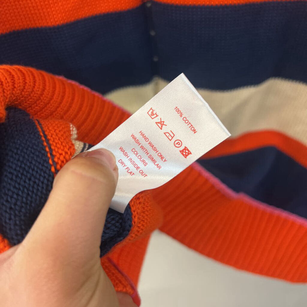 Oilily Orange/ Multi Knit Striped Open Front Vest Top Large