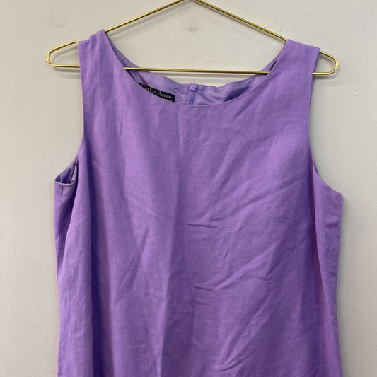 Cynthia Howie Purple Linen Blend Midi Dress 12