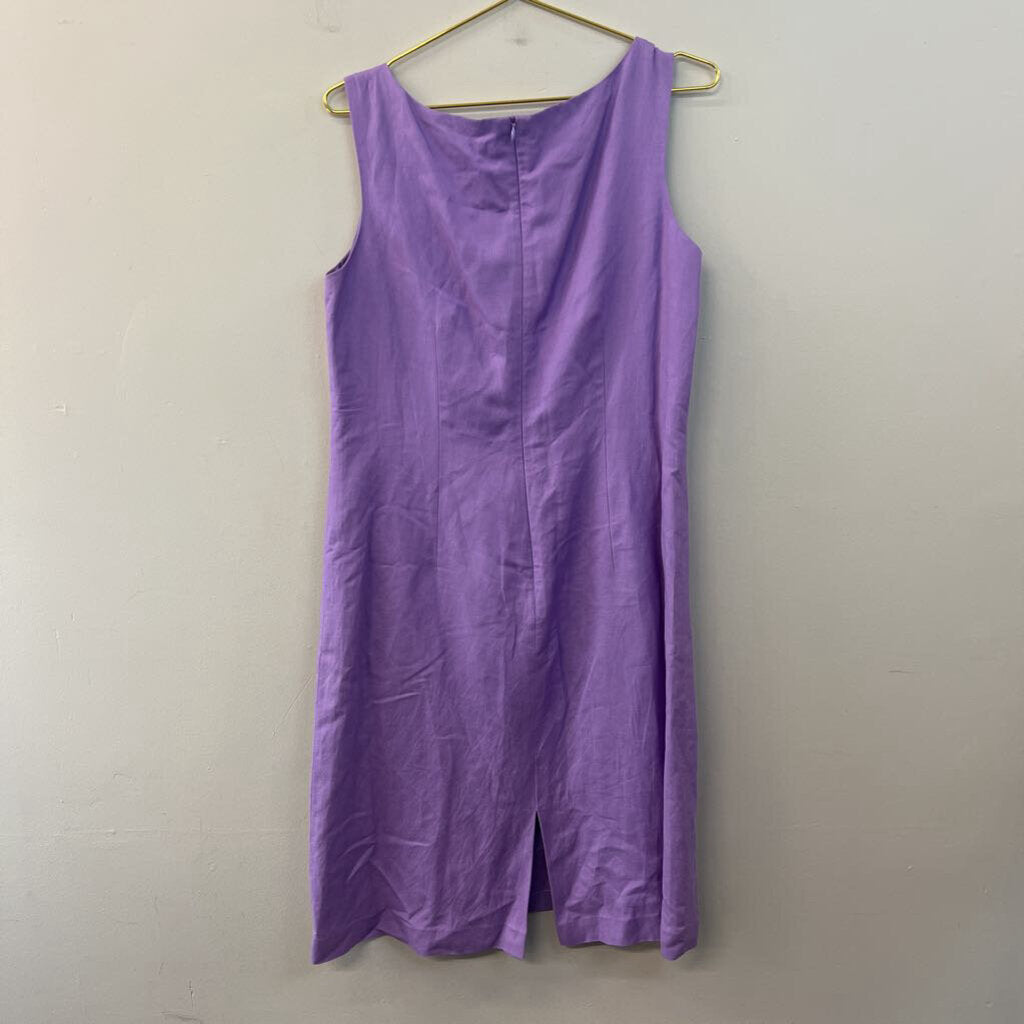 Cynthia Howie Purple Linen Blend Midi Dress 12