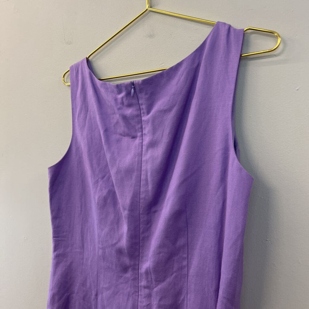Cynthia Howie Purple Linen Blend Midi Dress 12