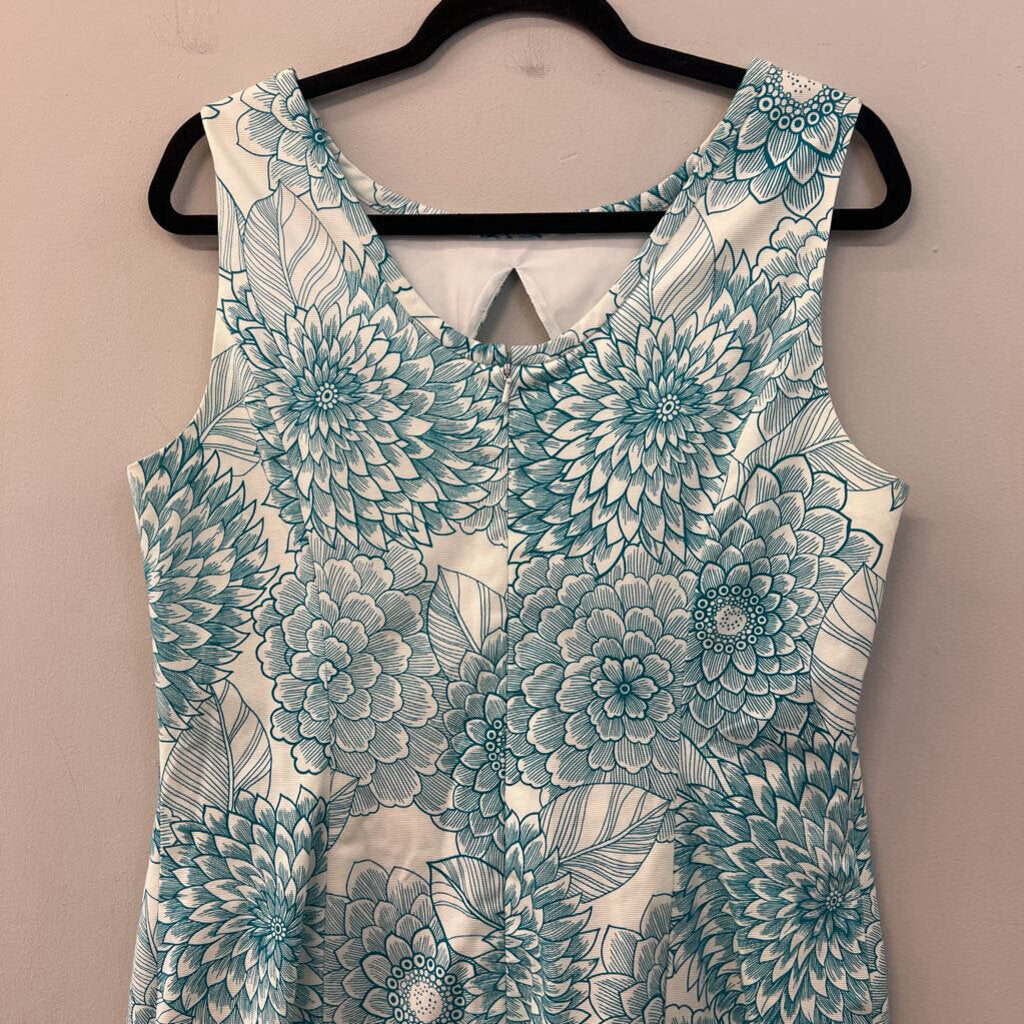 Etcetera White/ Blue Print Tank Dress 14