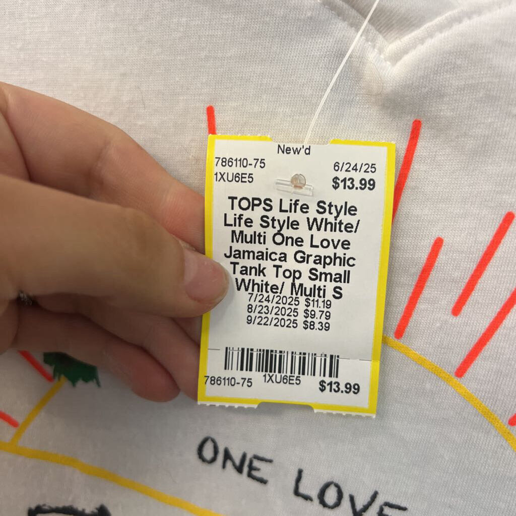 Life Style White/ Multi One Love Jamaica Graphic Tank Top Small