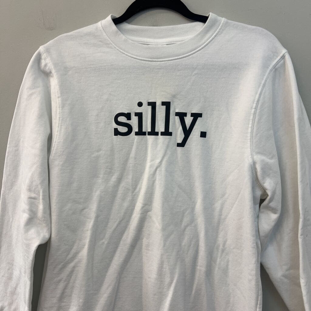 Make Market White/ Black Silly Graphic Long Sleeve Pullover Medium