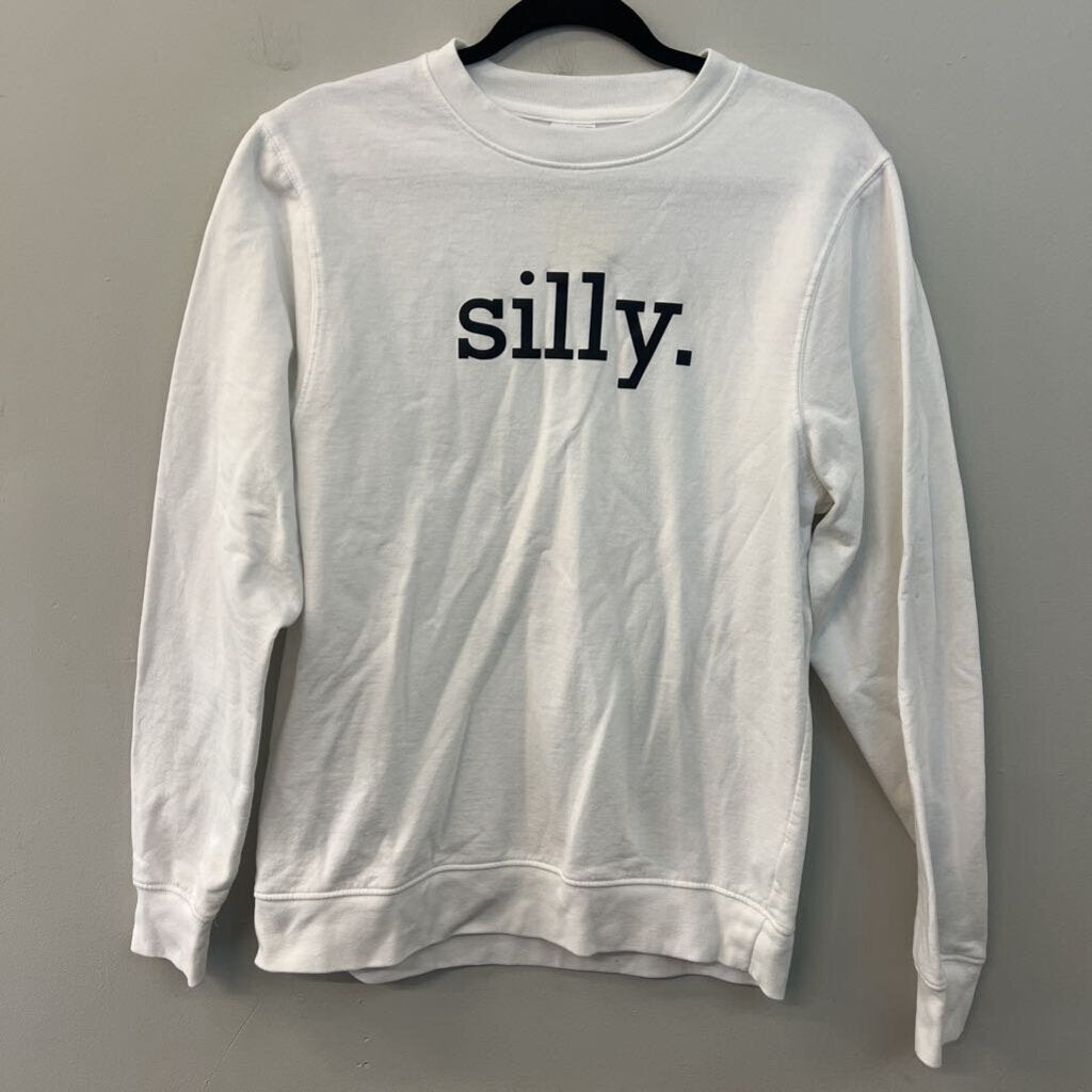 Make Market White/ Black Silly Graphic Long Sleeve Pullover Medium
