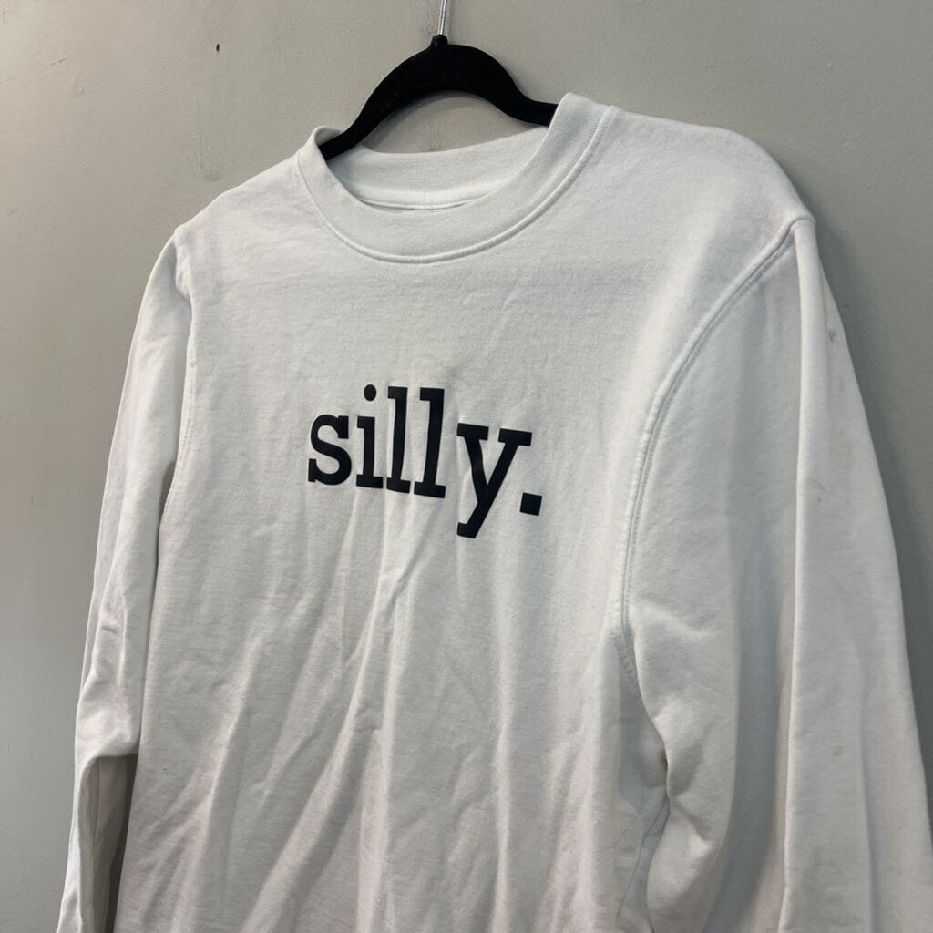 Make Market White/ Black Silly Graphic Long Sleeve Pullover Medium