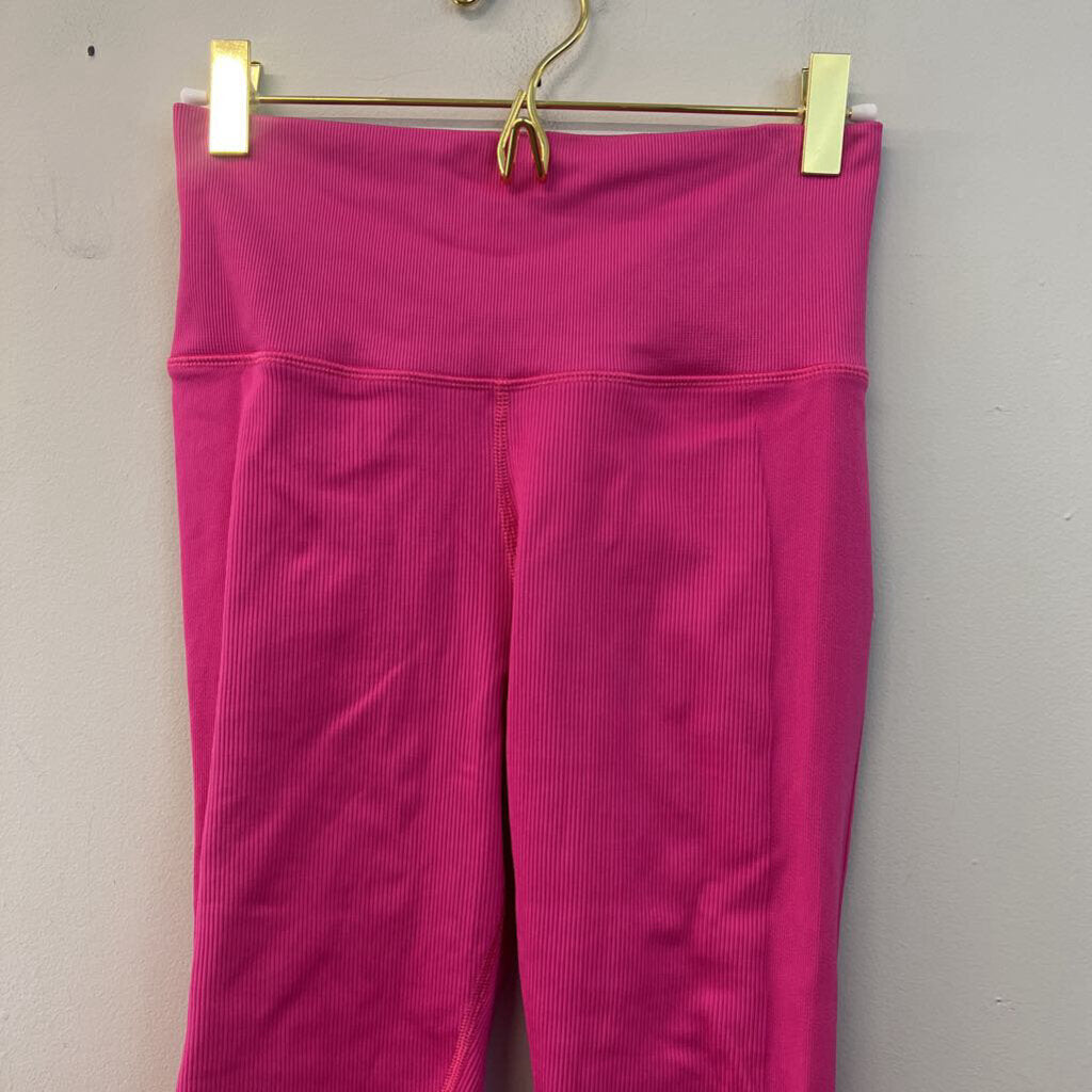Athleta Pink Ribbed Full Length Leggings Small