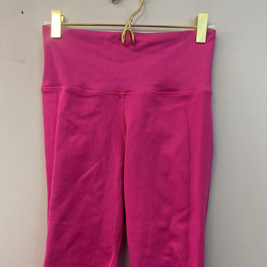 Athleta Pink Ribbed Full Length Leggings Small