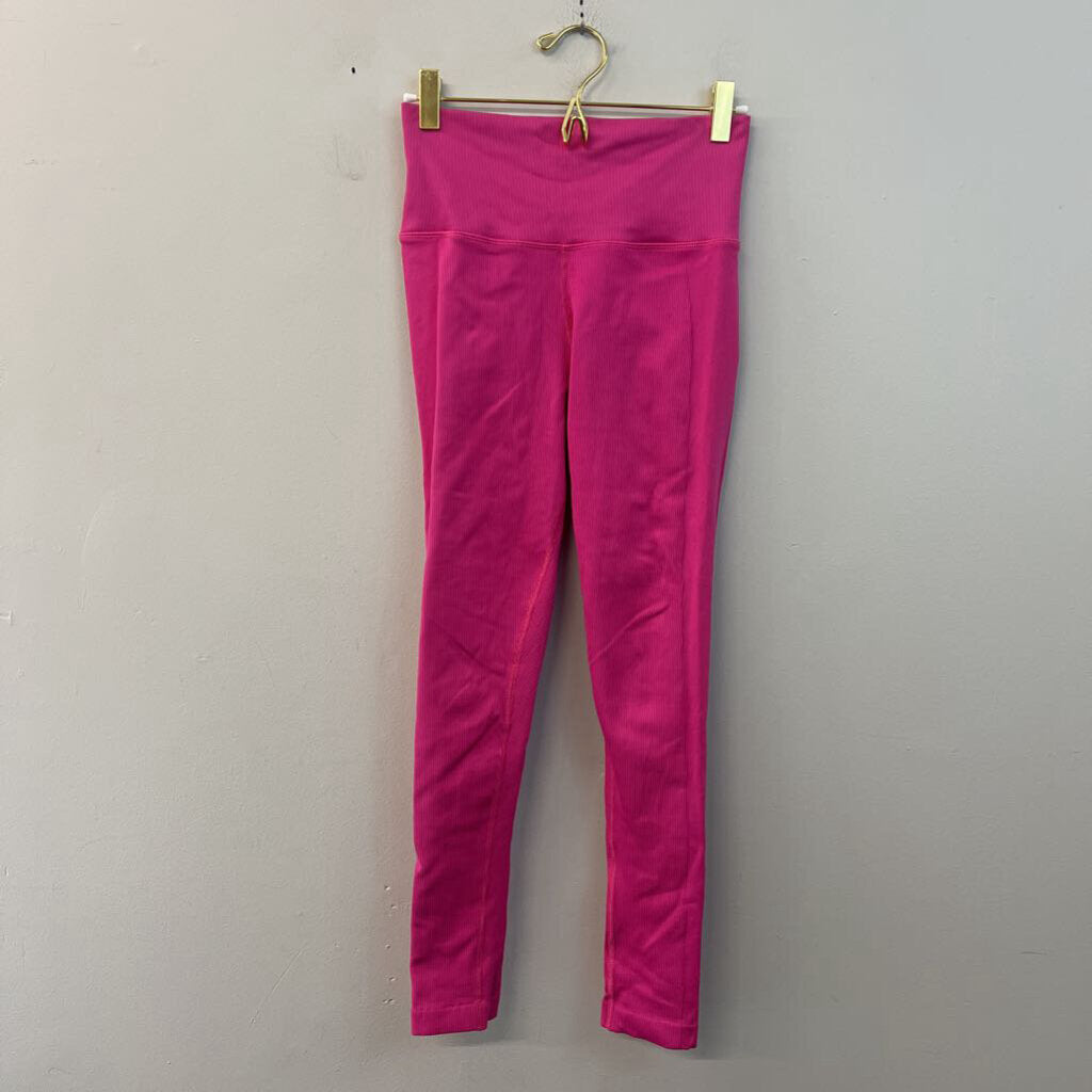 Athleta Pink Ribbed Full Length Leggings Small