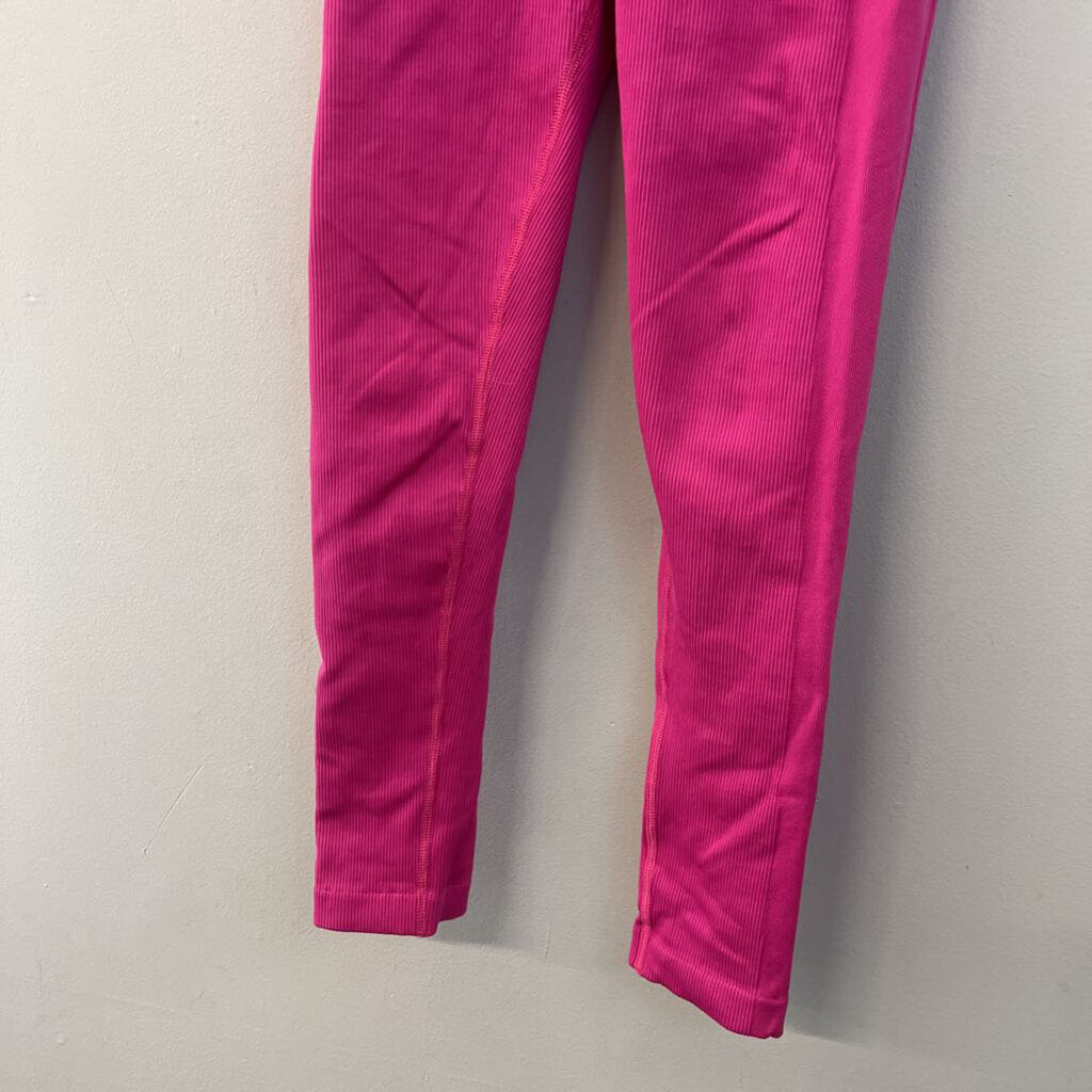 Athleta Pink Ribbed Full Length Leggings Small