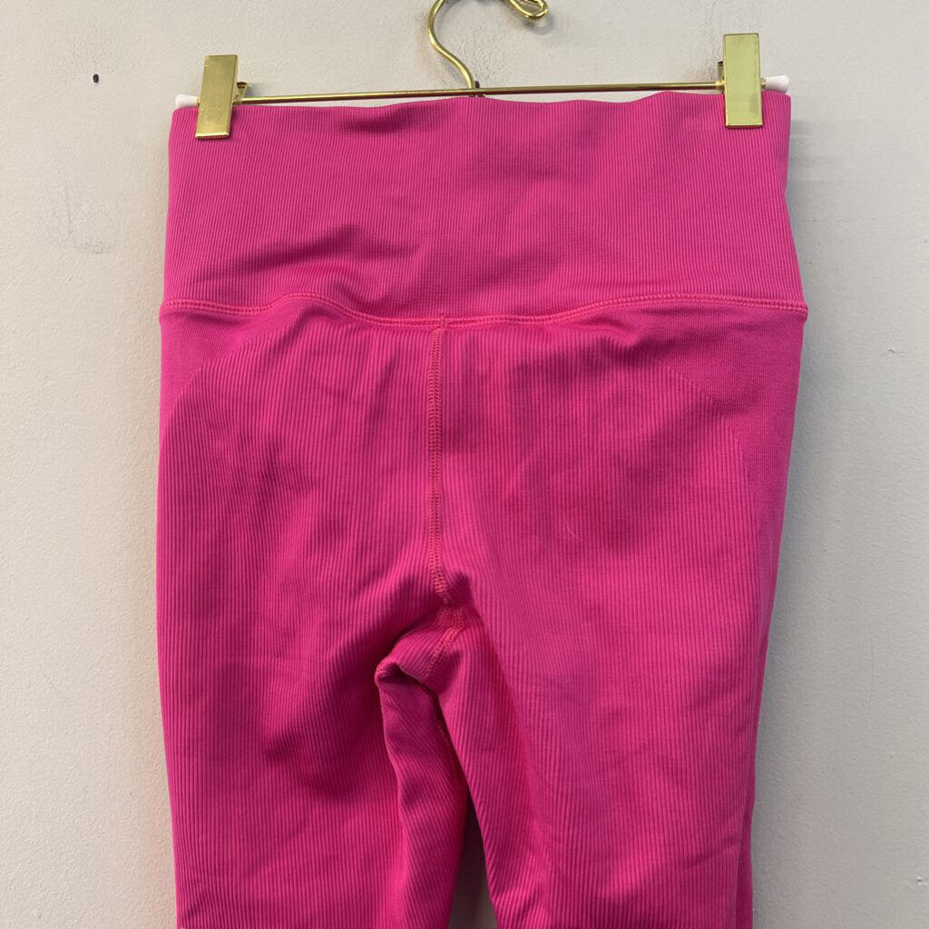 Athleta Pink Ribbed Full Length Leggings Small
