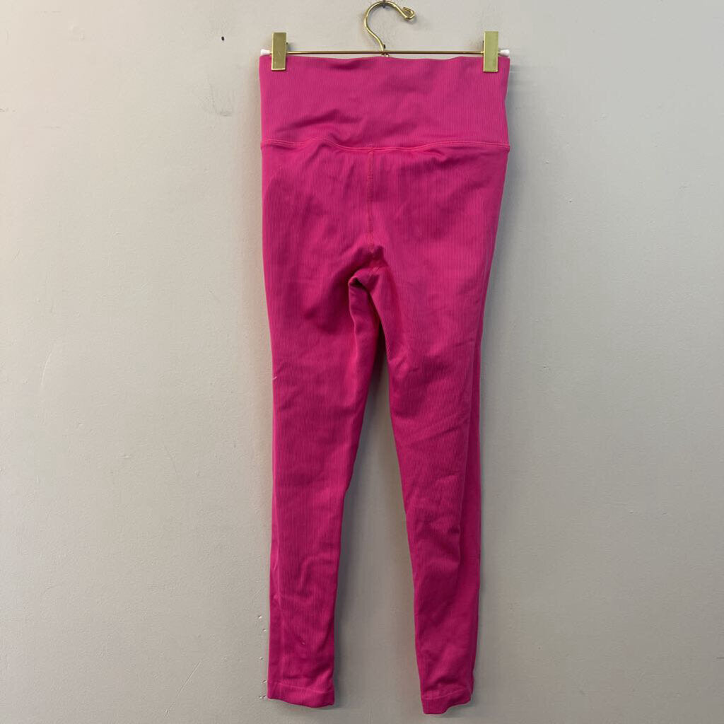 Athleta Pink Ribbed Full Length Leggings Small
