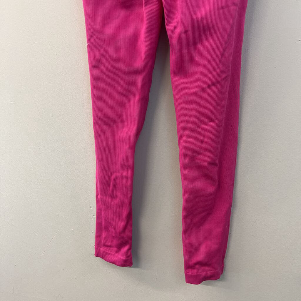 Athleta Pink Ribbed Full Length Leggings Small