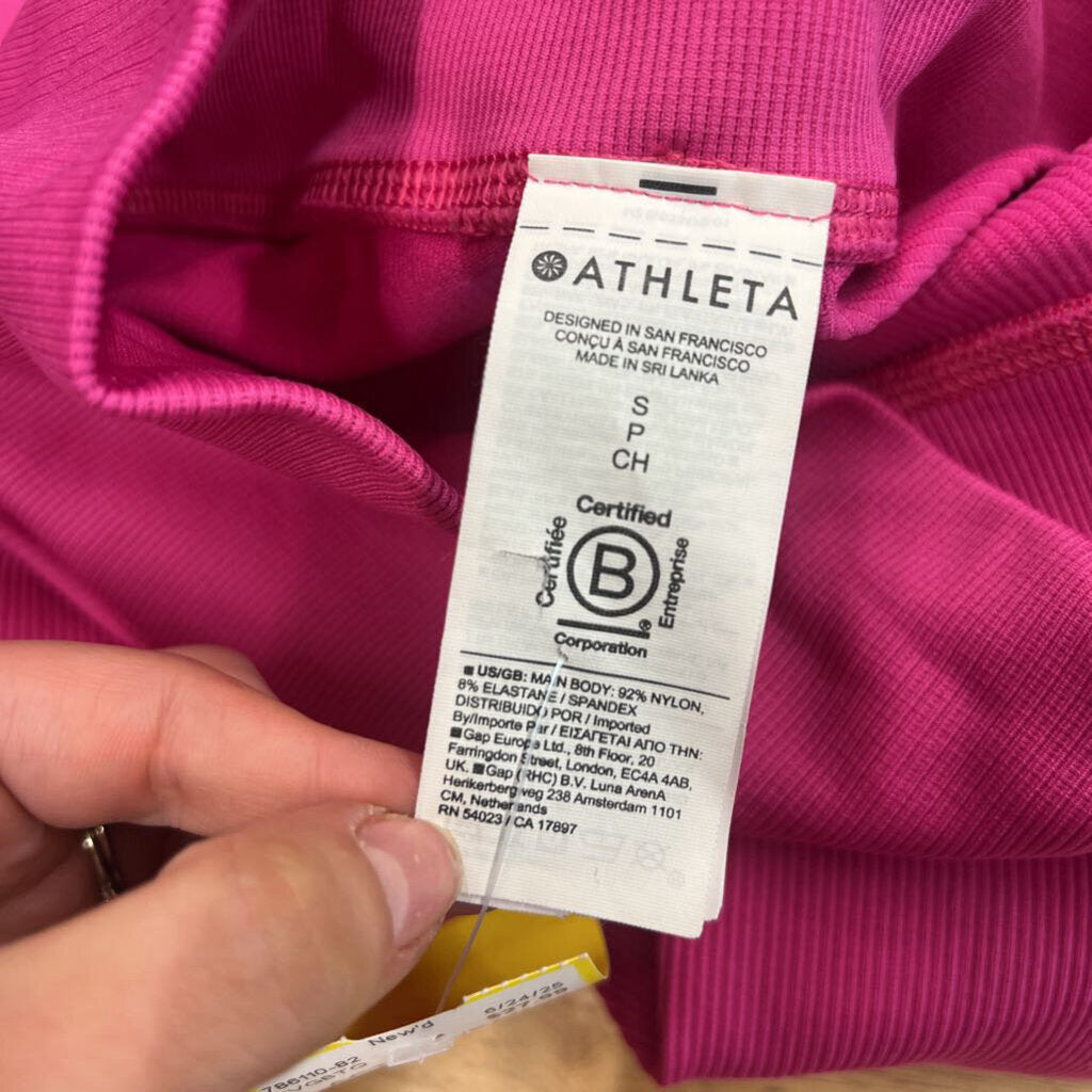 Athleta Pink Ribbed Full Length Leggings Small