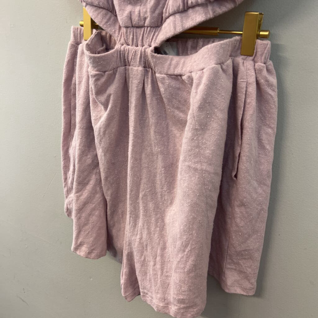 FP Beach Pink Textured Open Back Romper Large