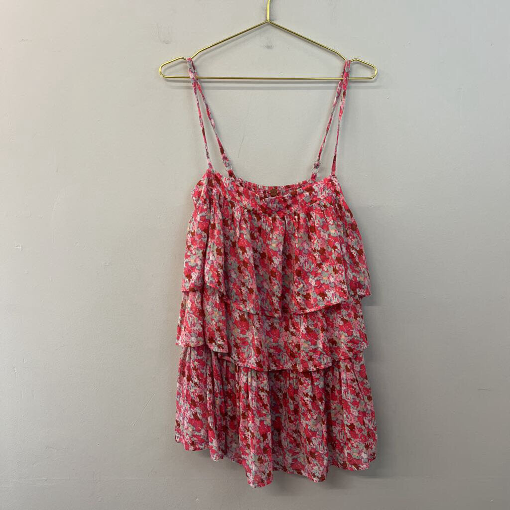 FP One Pink/ Multi Print Tiered Tunic Top Large