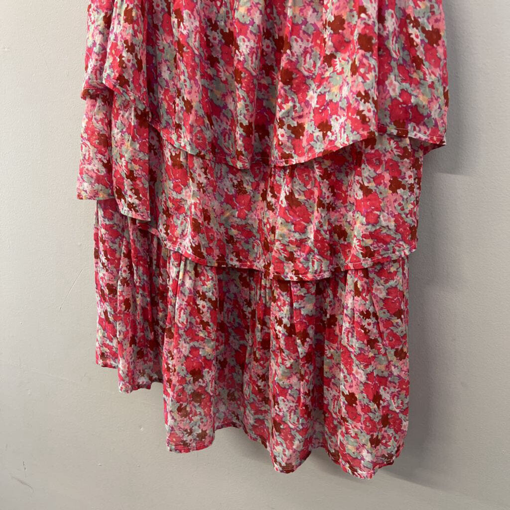 FP One Pink/ Multi Print Tiered Tunic Top Large