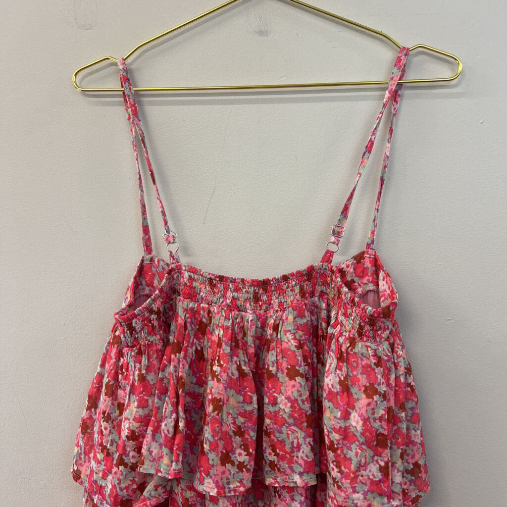 FP One Pink/ Multi Print Tiered Tunic Top Large
