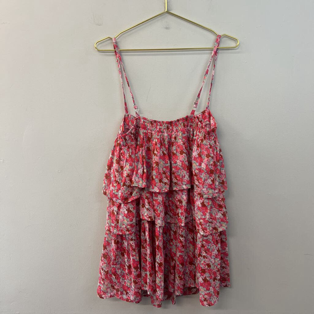 FP One Pink/ Multi Print Tiered Tunic Top Large