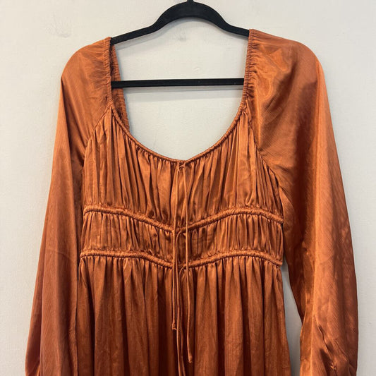 Lush Metallic Rust Long Sleeve Maxi Dress Extra Large