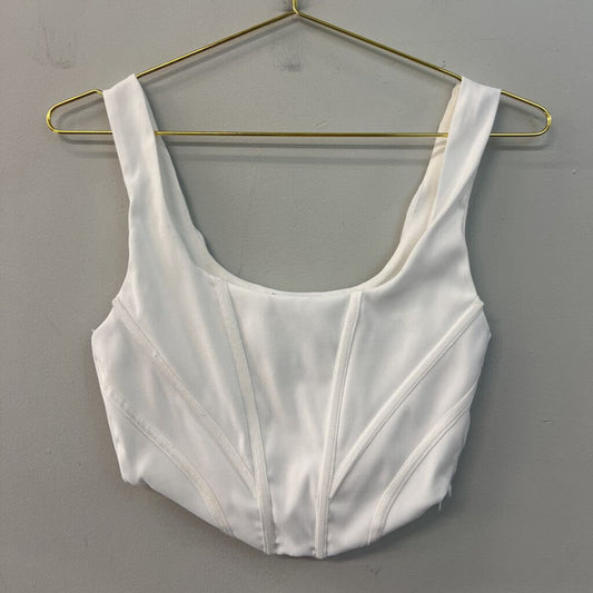 Zara White Cropped Corset Tank Medium