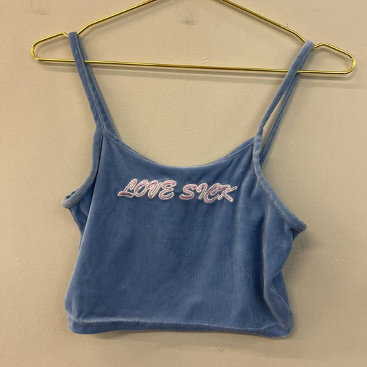 Rue 21 Blue Velvet Love Sick Cropped Tank Top Medium