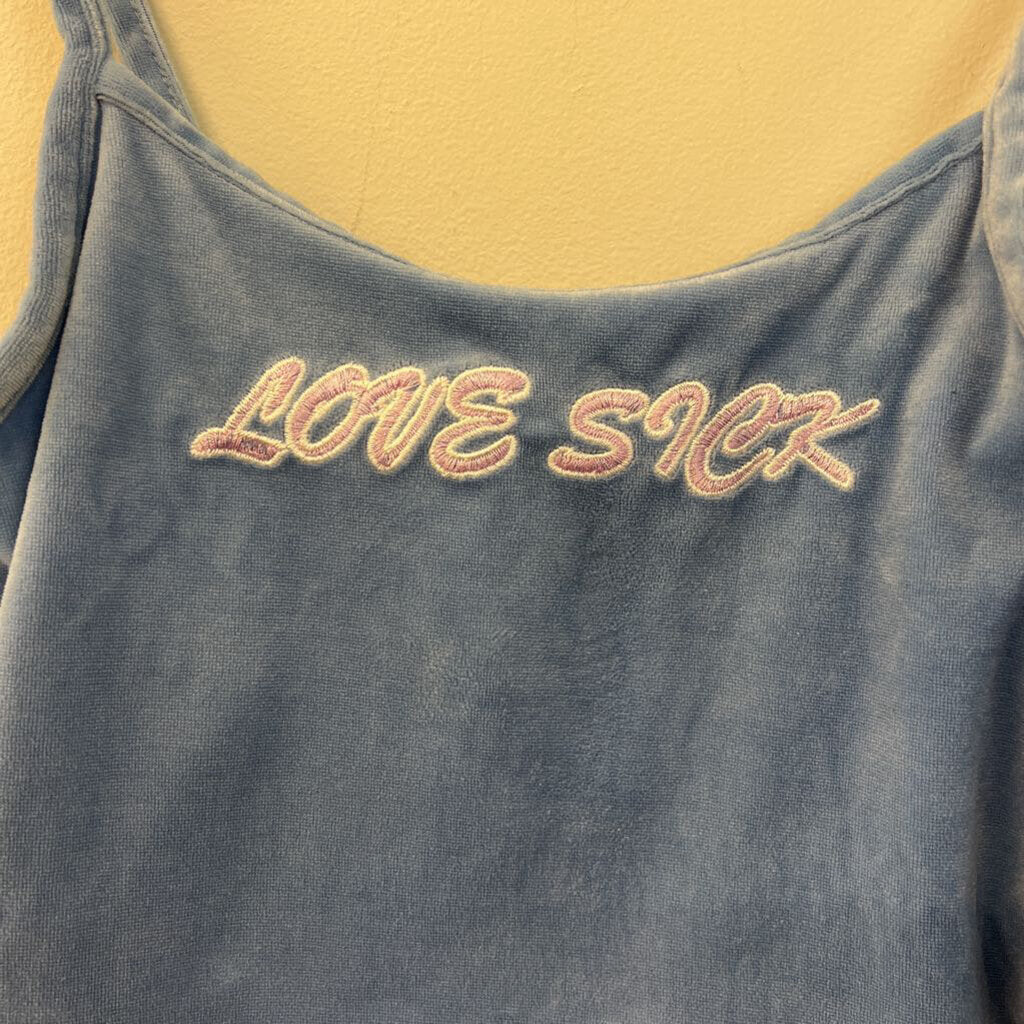 Rue 21 Blue Velvet Love Sick Cropped Tank Top Medium