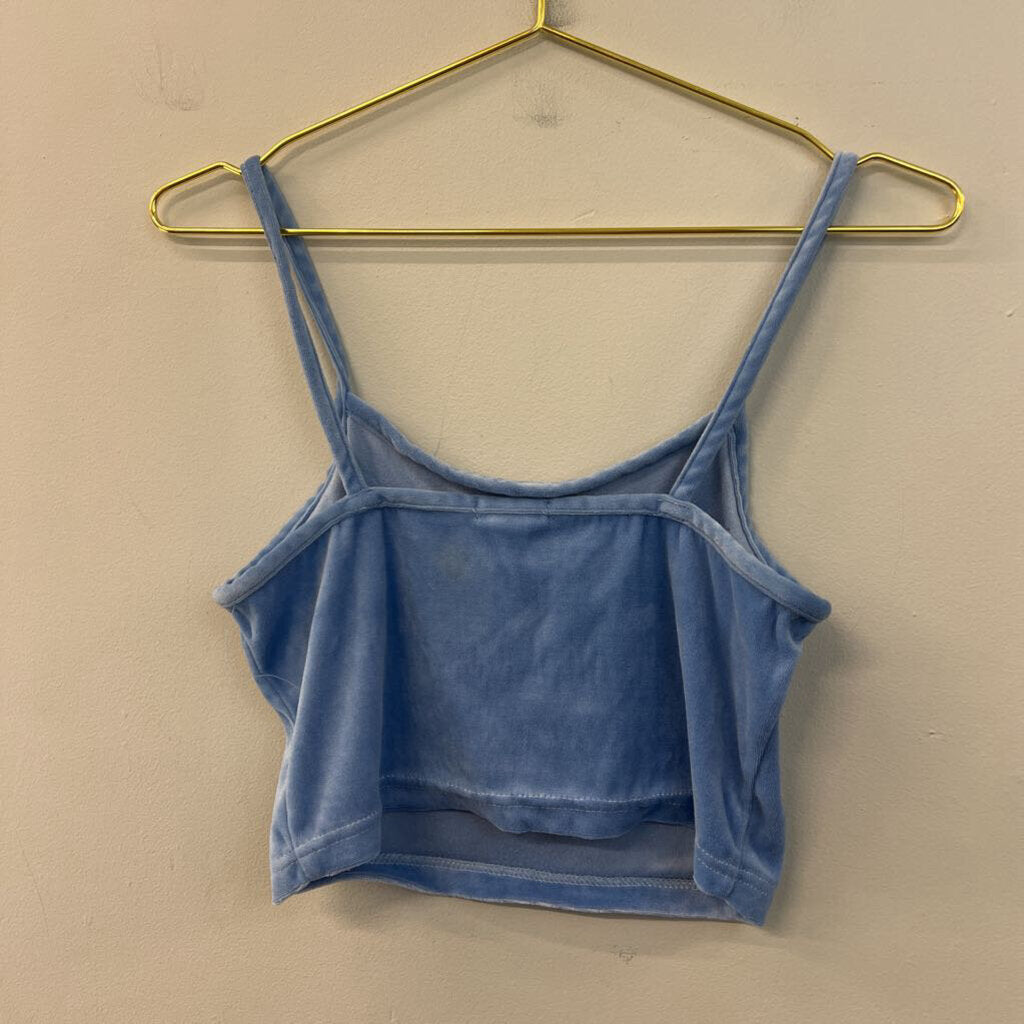 Rue 21 Blue Velvet Love Sick Cropped Tank Top Medium