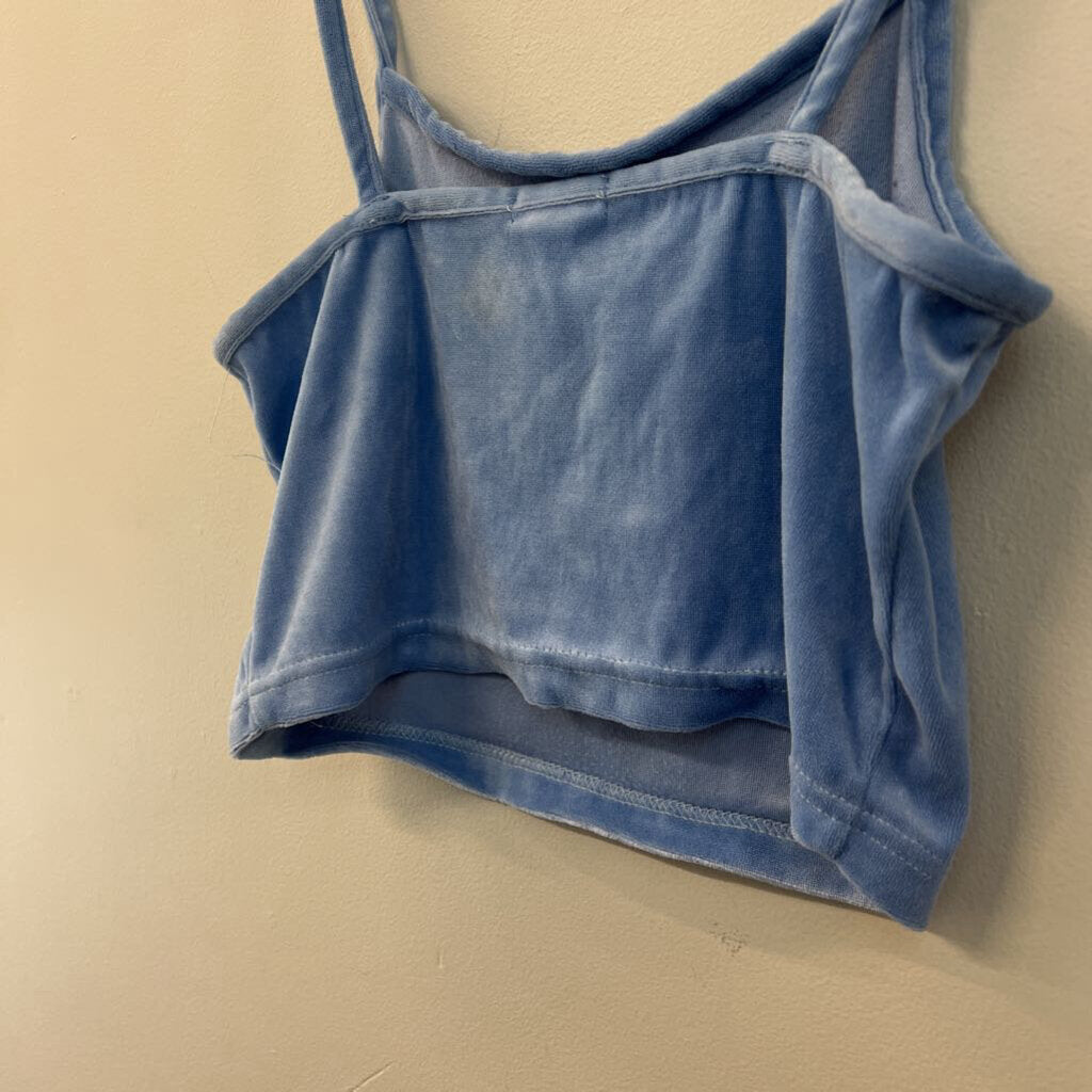 Rue 21 Blue Velvet Love Sick Cropped Tank Top Medium
