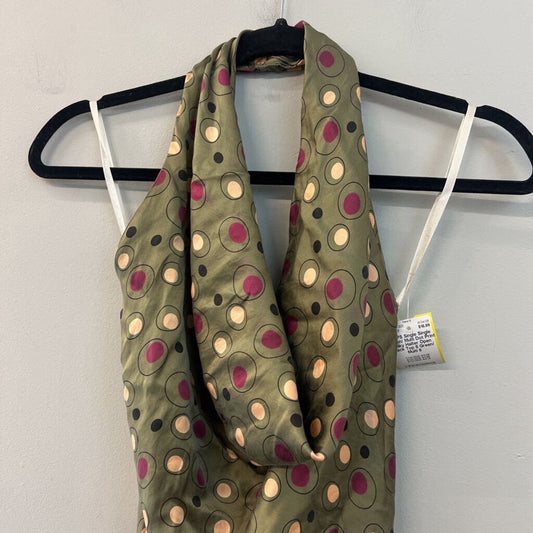 Single Green/ Multi Dot Print Silky Halter Open Back Top 8