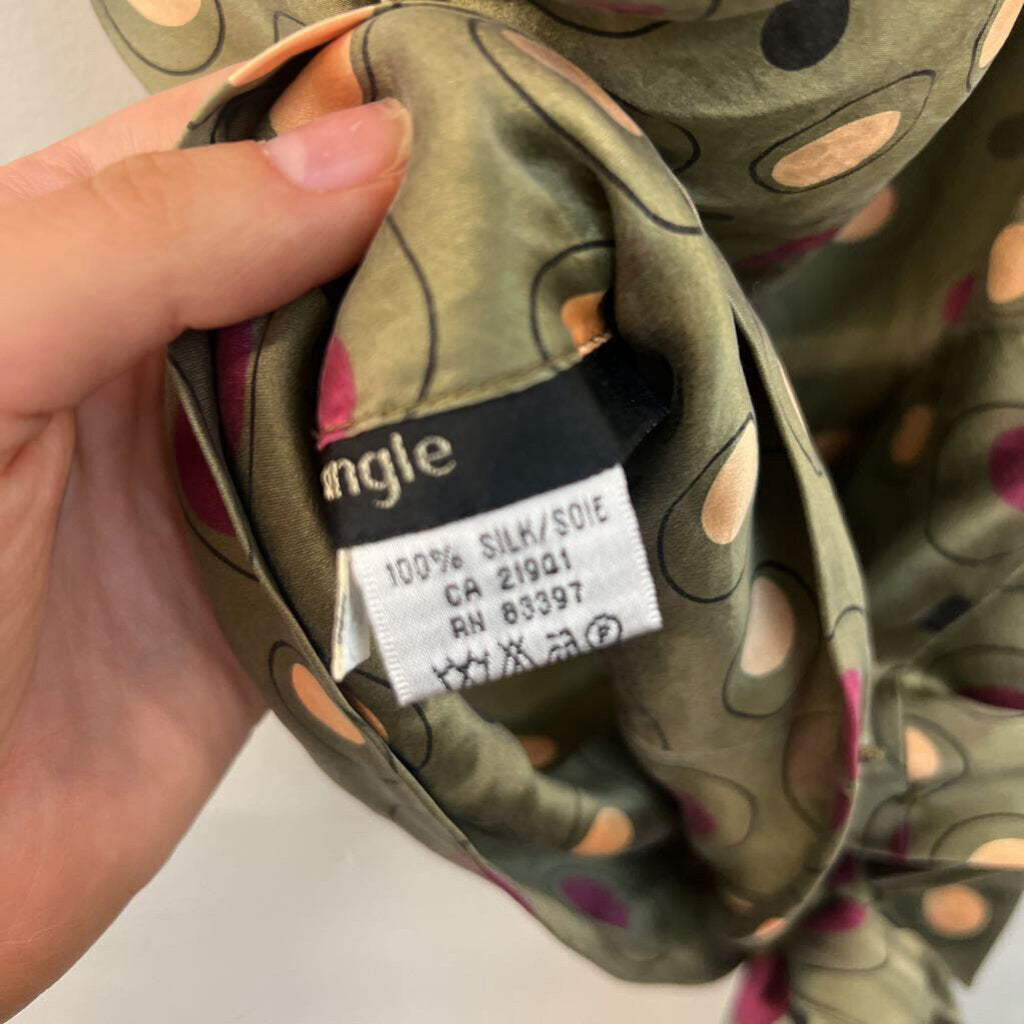 Single Green/ Multi Dot Print Silky Halter Open Back Top 8