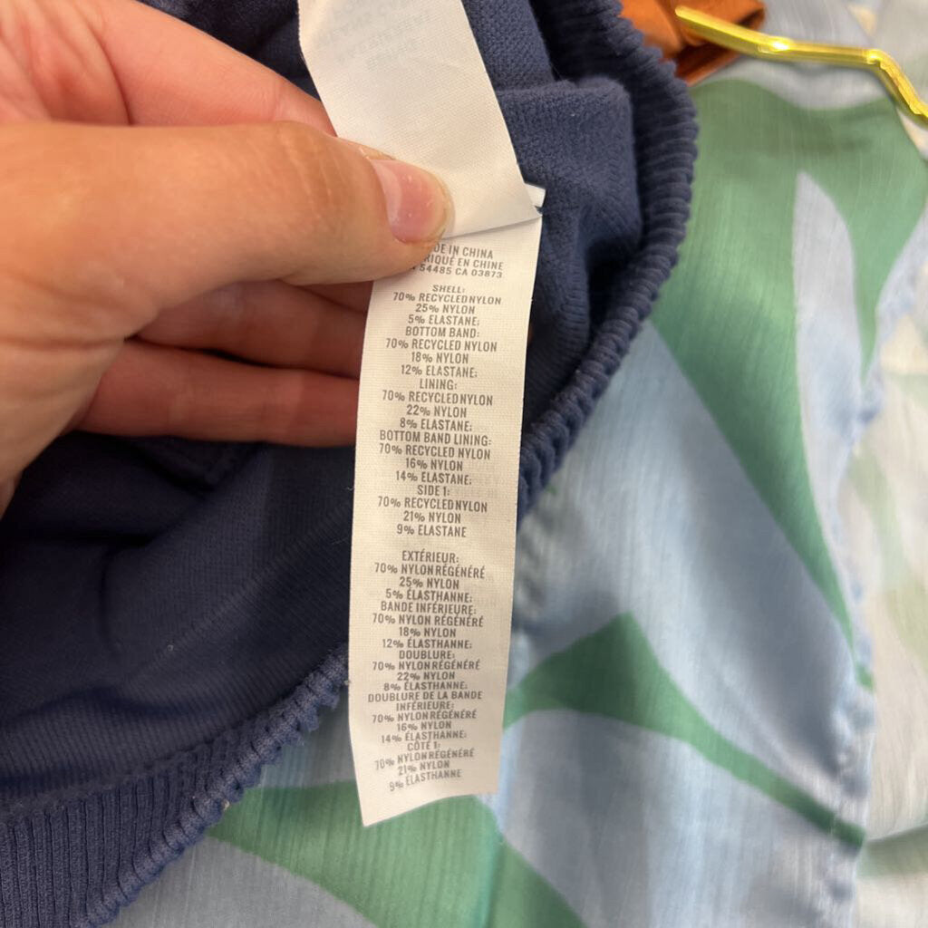 Aerie Blue Ribbed Cropped High Neck Tank Top Small