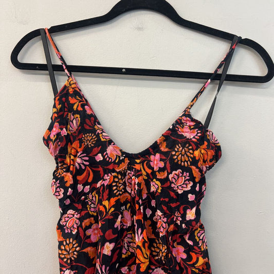 Free People Black/ Multi Print Tie Back Tank Top Extra Small